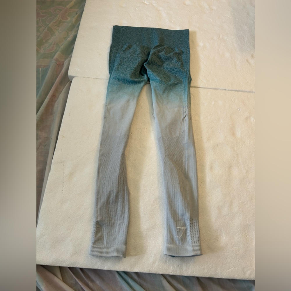 Gymshark teal white ombré seamless workout leggings sweat wicking high rise - Picture 10 of 12